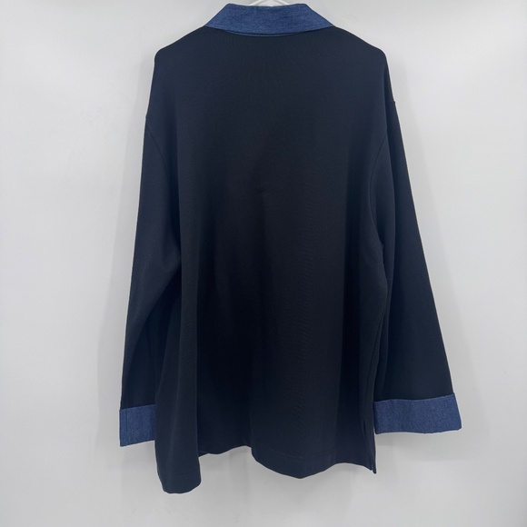 Sport Elle Top Women 3X NEW Black Button Up Embroidered Long Sleeve Lets Shop - Picture 6 of 12